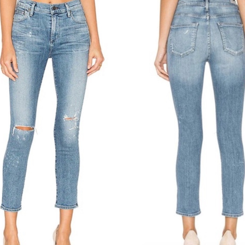Citizens of Humanity Distressed Rocket Crop High Rise Skinny Jean Size 25